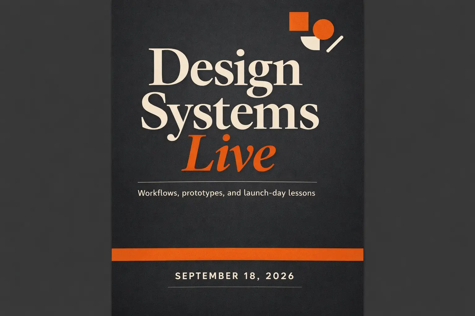 A conference launch poster with a bold headline and smaller supporting copy arranged in a clean visual hierarchy.